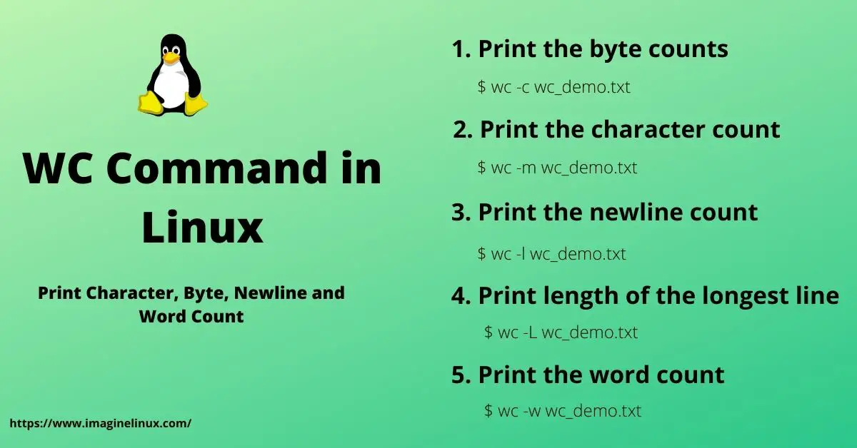 WC Command in Linux - (How Print Character, Byte, Newline and Word Count - ImagineLinux