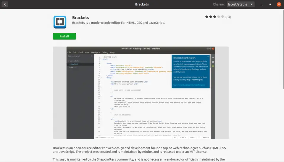 Как установить brackets на ubuntu